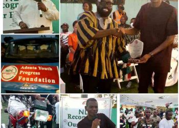 ADENTA NDC YOUTH ORGANIZER DONATES 20 MOTORBIKES, A BUS TO CONSTITUENCY