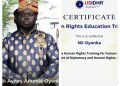 King Oyanka Grabs Human Rights Certificate At US Institute of Diplomacy
