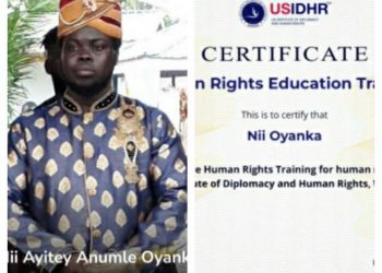 King Oyanka Grabs Human Rights Certificate At US Institute of Diplomacy