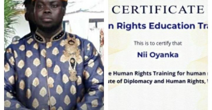 King Oyanka Grabs Human Rights Certificate At US Institute of Diplomacy