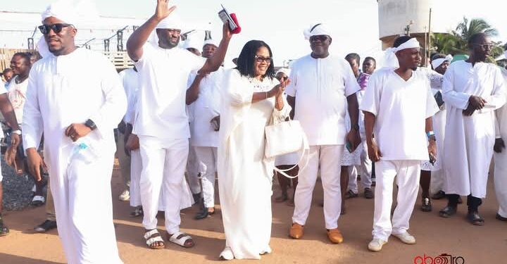 Minister Naa Momo Lartey Honours Ancestral Traditions at Nungua’s Sacred Kplejoo Rites