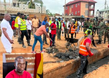 Army, Police Chiefs Join LaDMA, NADMO for 2-Day Clean-Up in Flood-Hit Tsa-Addo